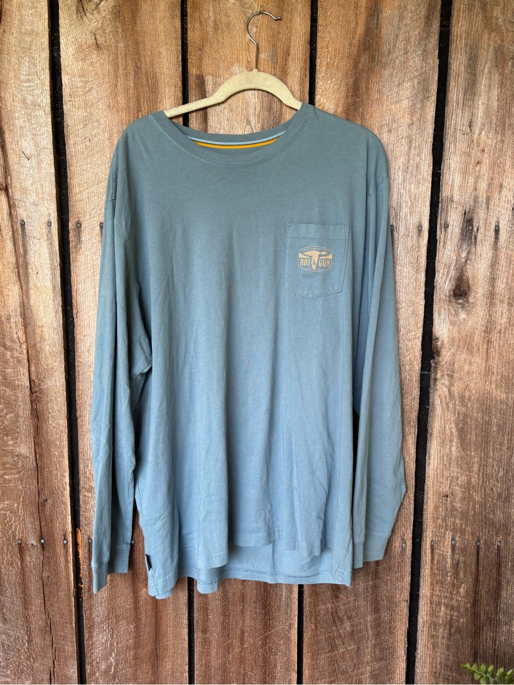 Marsh Wear Rod & Gun Long Sleeve Pocket Tee XXL Blue Green Cotton Fishing Shirt